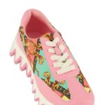 Printed Color Block Shark Teeth Sole Sneakers