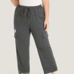 Letter Patched Flap Pocket Bowknot Elastic Waist Sweatpants