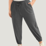 Rib Knit Elastic Waist Drawstring Sweatpants