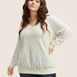 Rib Knit Plain Elastic Cuffs Sweatshirt