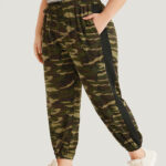 Camo Print Drawstring Pocket Patchwork Sweatpants