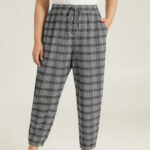 Houndstooth Ties Elastic Waist Sweatpants