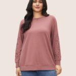 Solid Broderie Anglaise Crew Neck Sweatshirt