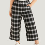 Plaid Elastic Waist Pocket High Rise Sweatpants