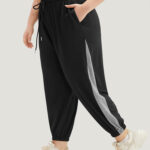 Patchwork Contrast Drawstring Sweatpant