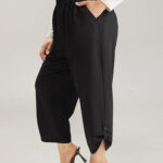 Plain Elastic Waist Button Detail Sweatpant