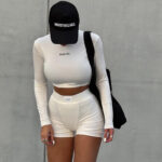 Knitted Round Neck Long Sleeve Fashion Sports Wear