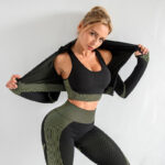 Sports Wear 3 Pcs Sports Set Seamless Yoga Suit Long Sleeves